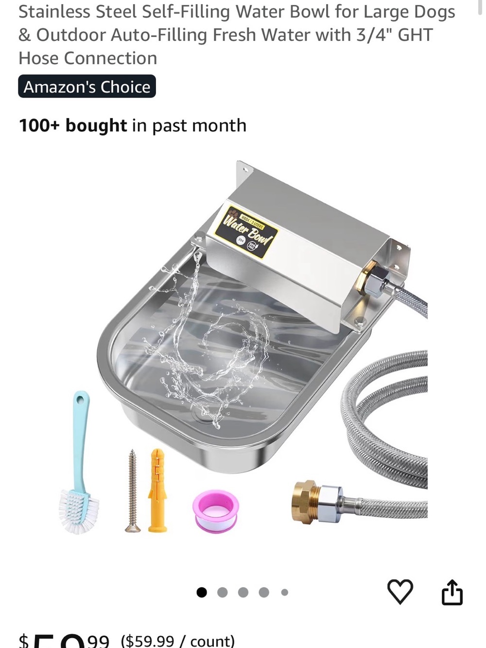 Stainless Steel Self-Filling Water Bowl for Small Pets - Silver